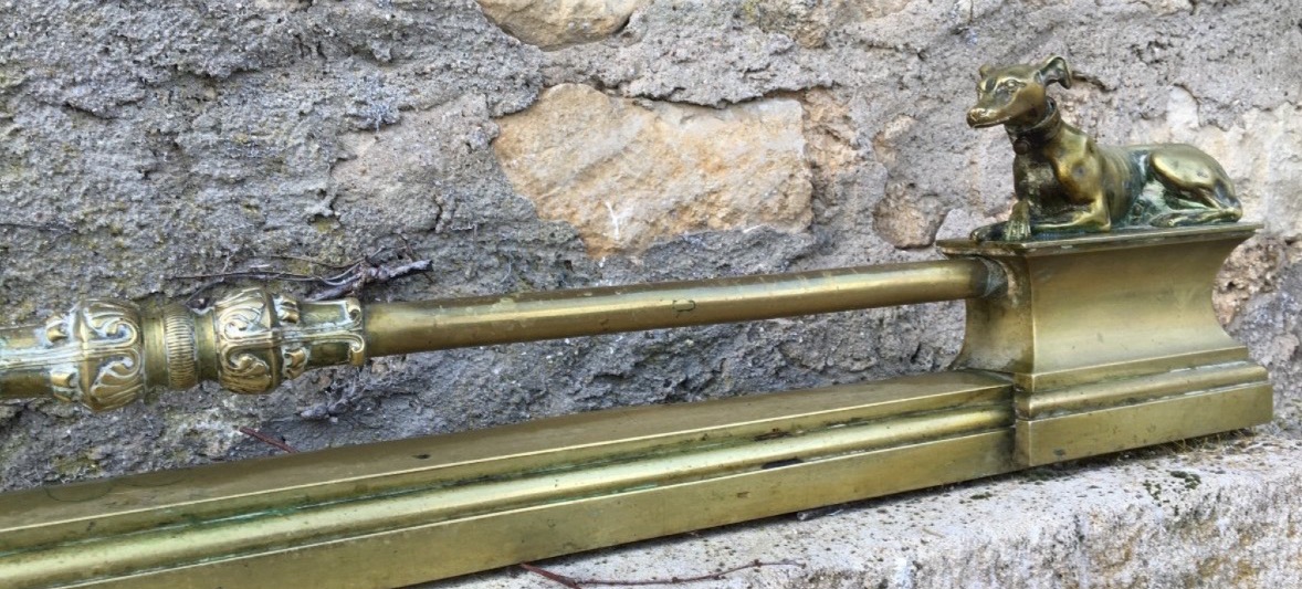 Bronze Fireplace Rail With Greyhounds-photo-1