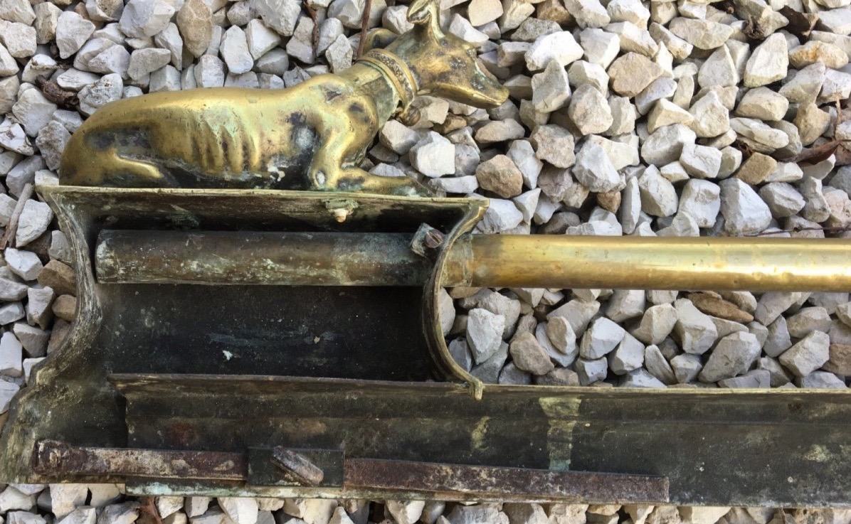 Bronze Fireplace Rail With Greyhounds-photo-4