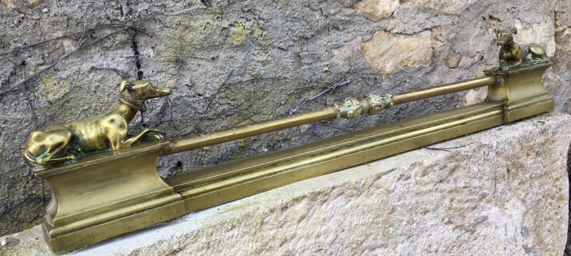 Bronze Fireplace Rail With Greyhounds