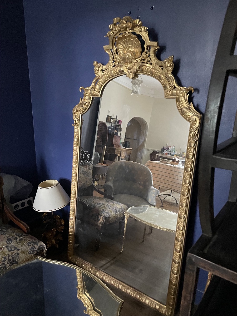 GRAND MIROIR DE CHEMINÉE DE STYLE LOUIS XV ( 182 X 96 CM)-photo-3