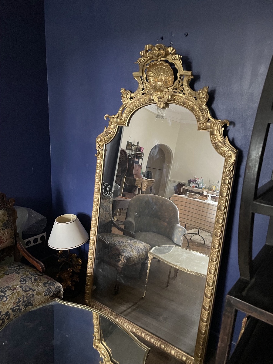 GRAND MIROIR DE CHEMINÉE DE STYLE LOUIS XV ( 182 X 96 CM)-photo-4