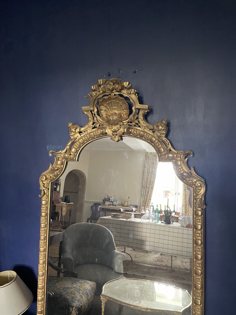 GRAND MIROIR DE CHEMINÉE DE STYLE LOUIS XV ( 182 X 96 CM)-photo-1