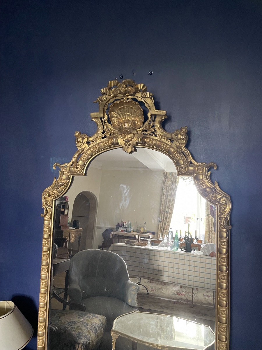 GRAND MIROIR DE CHEMINÉE DE STYLE LOUIS XV ( 182 X 96 CM)-photo-2