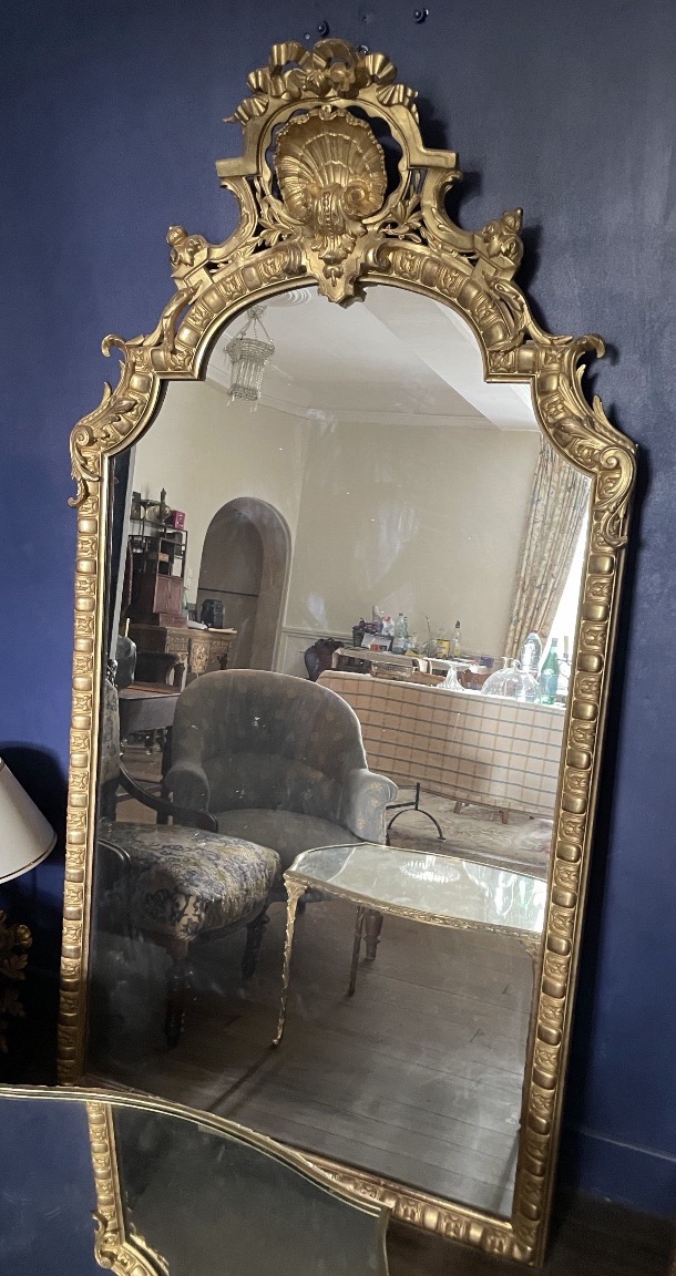 GRAND MIROIR DE CHEMINÉE DE STYLE LOUIS XV ( 182 X 96 CM)