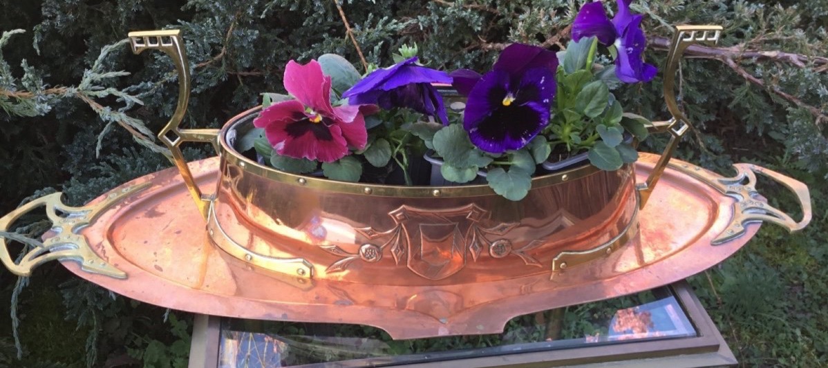 Large Planter And Its Arts And Crafts-style Base (62.5 Cm)-photo-2