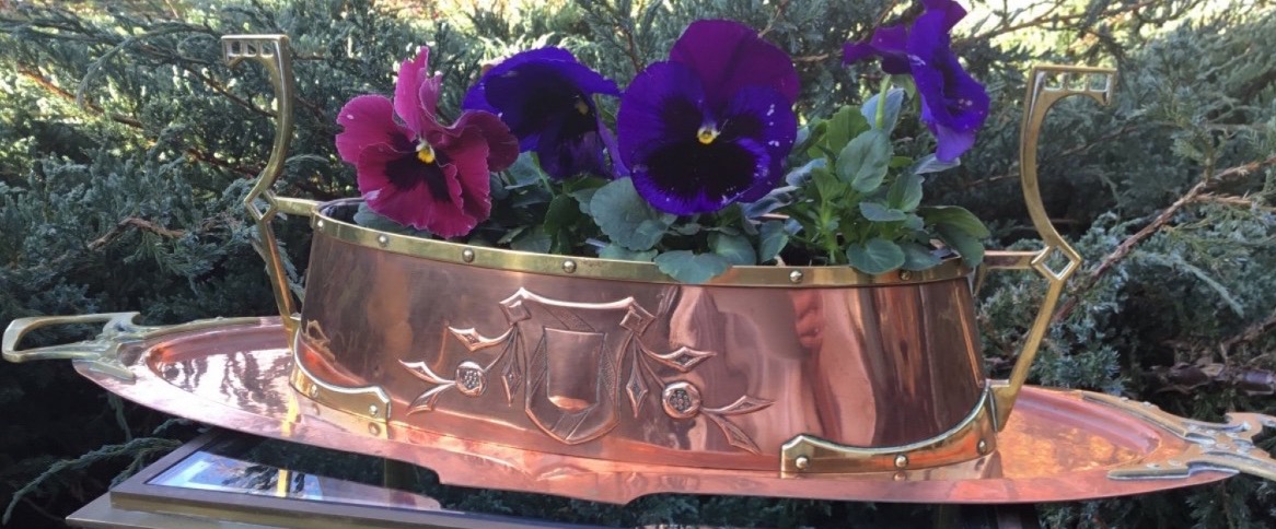 Large Planter And Its Arts And Crafts-style Base (62.5 Cm)-photo-4