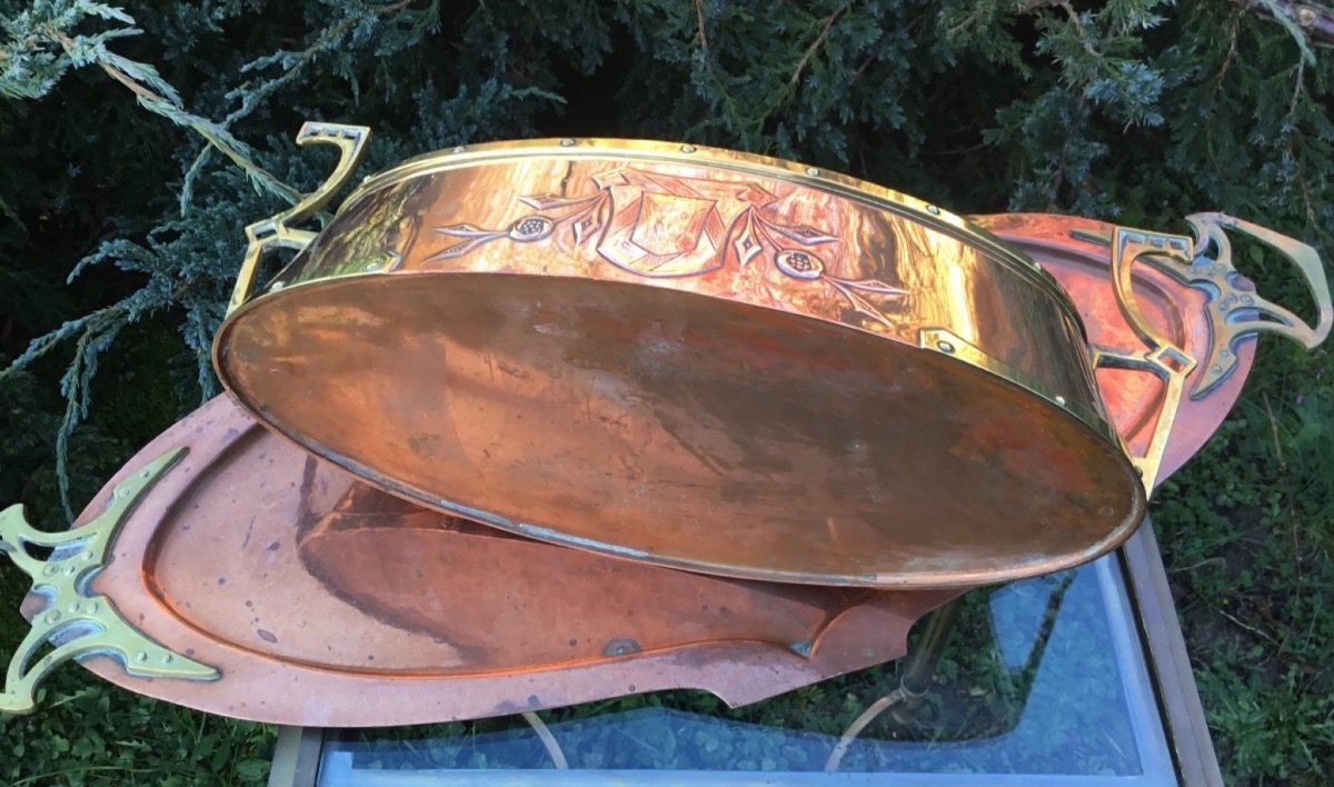 Large Planter And Its Arts And Crafts-style Base (62.5 Cm)-photo-2
