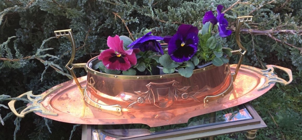 Large Planter And Its Arts And Crafts-style Base (62.5 Cm)-photo-4
