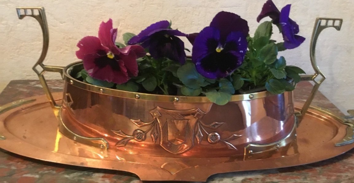 Large Planter And Its Arts And Crafts-style Base (62.5 Cm)-photo-5