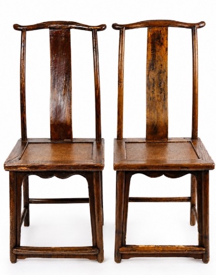 China, Qing Dynasty, 19th Century. 2 Armchairs And 6 Chairs In The “scholar’s Cap” Style-photo-4