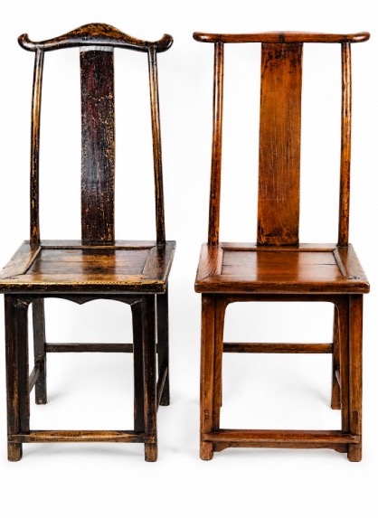 China, Qing Dynasty, 19th Century. 2 Armchairs And 6 Chairs In The “scholar’s Cap” Style-photo-1