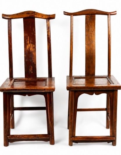 China, Qing Dynasty, 19th Century. 2 Armchairs And 6 Chairs In The “scholar’s Cap” Style-photo-2