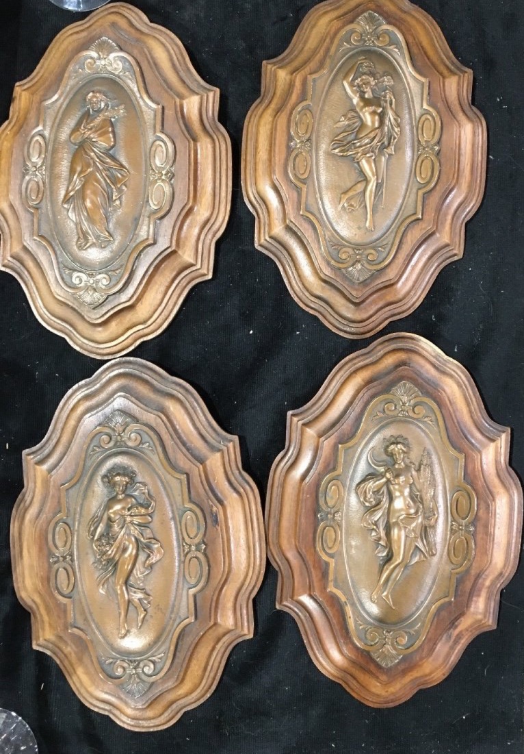 LES QUATRE SAISONS, SUITE DE QUATRE MÉDAILLONS ART NOUVEAU-photo-3
