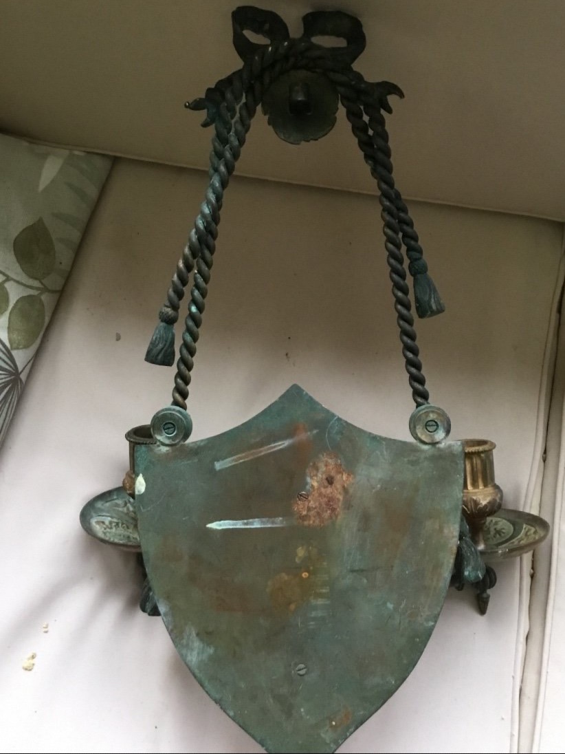 Large Marble And Bronze Wall Sconce With A Lion's Muzzle-photo-4
