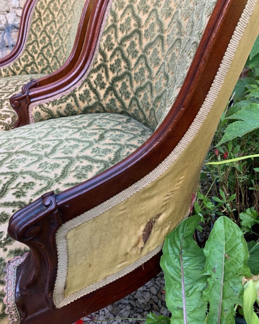 A Pair Of Louis Philippe Armchairs, With Mahogany Gondola-style Backrest, 19th-century Seats-photo-2