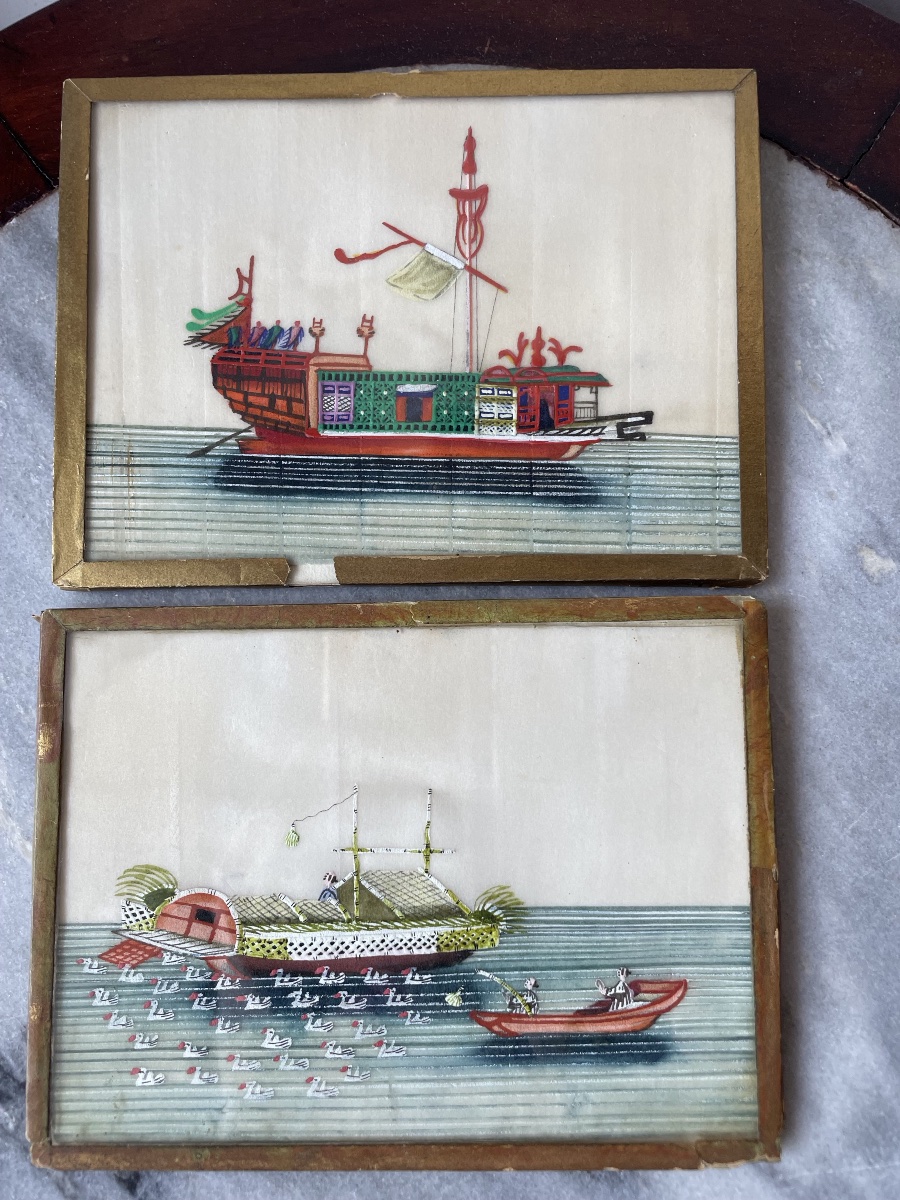 The Two Small Chinese Paintings On Rice Paper-photo-4