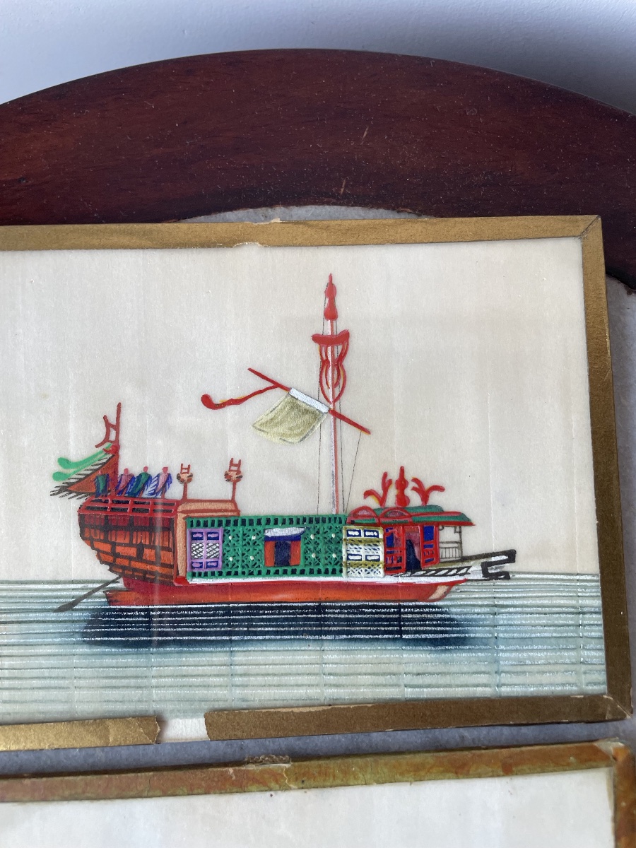 The Two Small Chinese Paintings On Rice Paper-photo-1