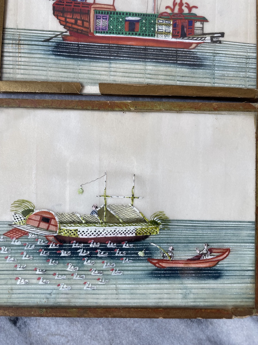 The Two Small Chinese Paintings On Rice Paper-photo-2