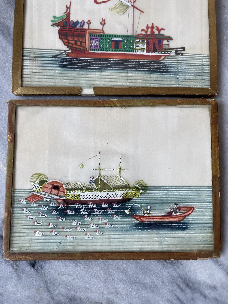 The Two Small Chinese Paintings On Rice Paper-photo-3