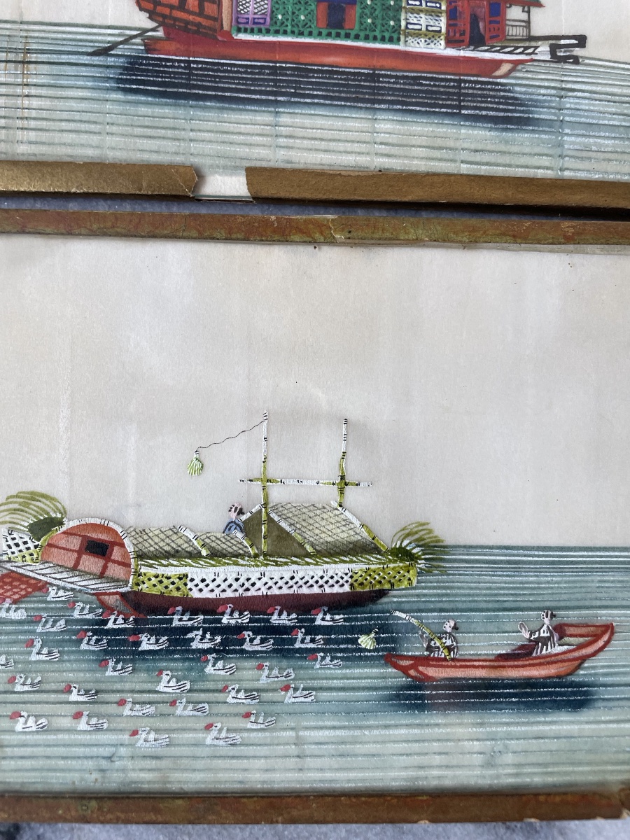 The Two Small Chinese Paintings On Rice Paper-photo-4