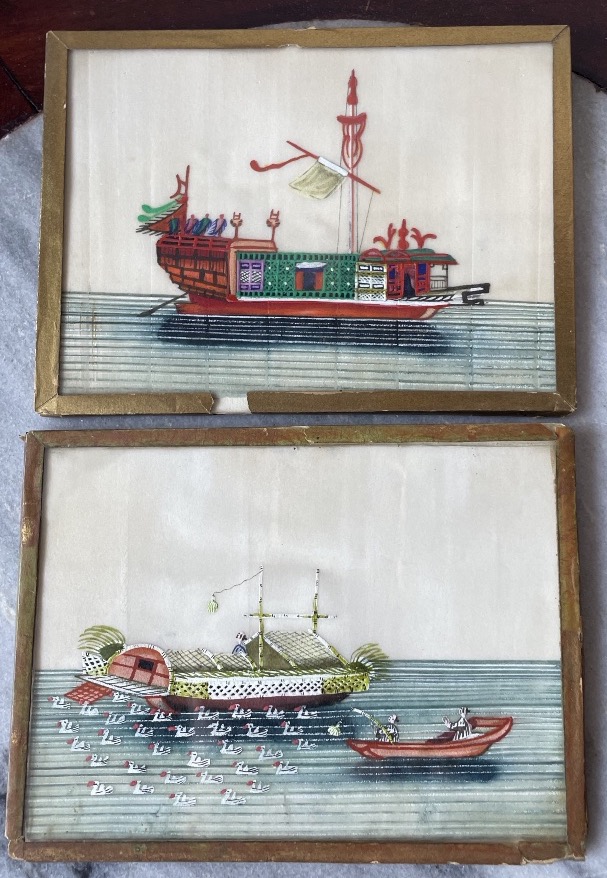 The Two Small Chinese Paintings On Rice Paper