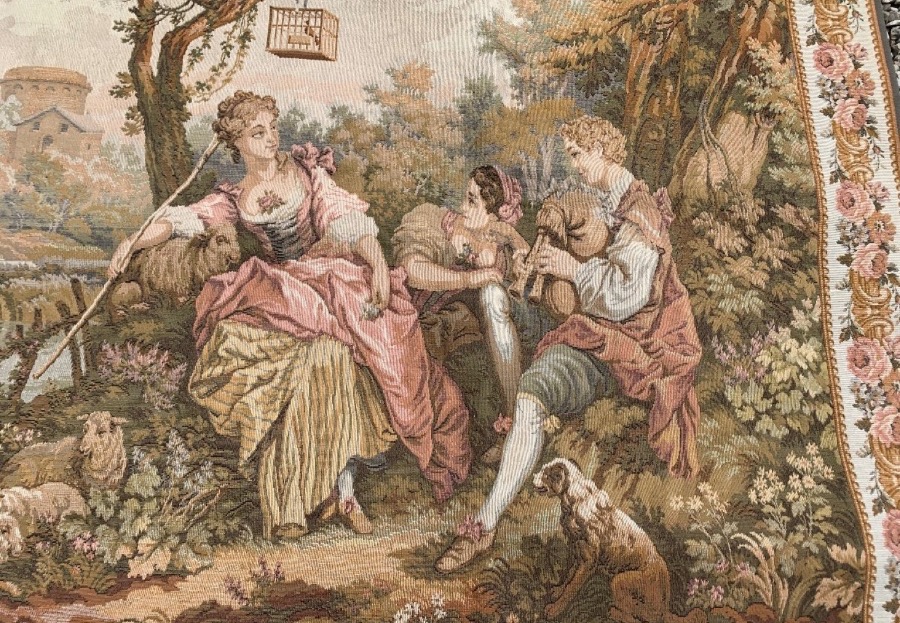 LA BERGERE A L’OISEAU TAPISSERIE PANNEAU GOBELIN-photo-4