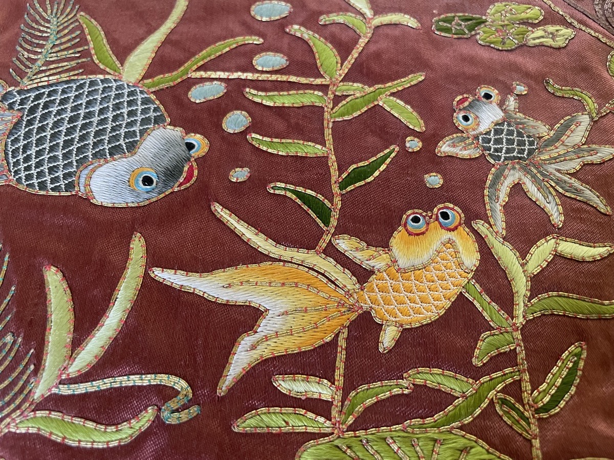 Chinese Embroidery With Fish Motifs -photo-2