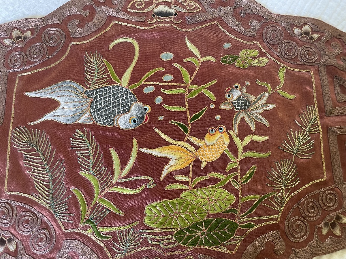 Chinese Embroidery With Fish Motifs -photo-4