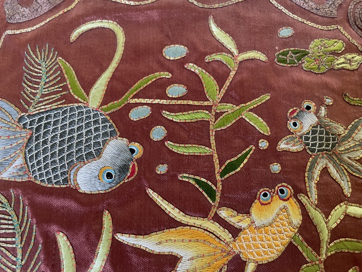 Chinese Embroidery With Fish Motifs -photo-2