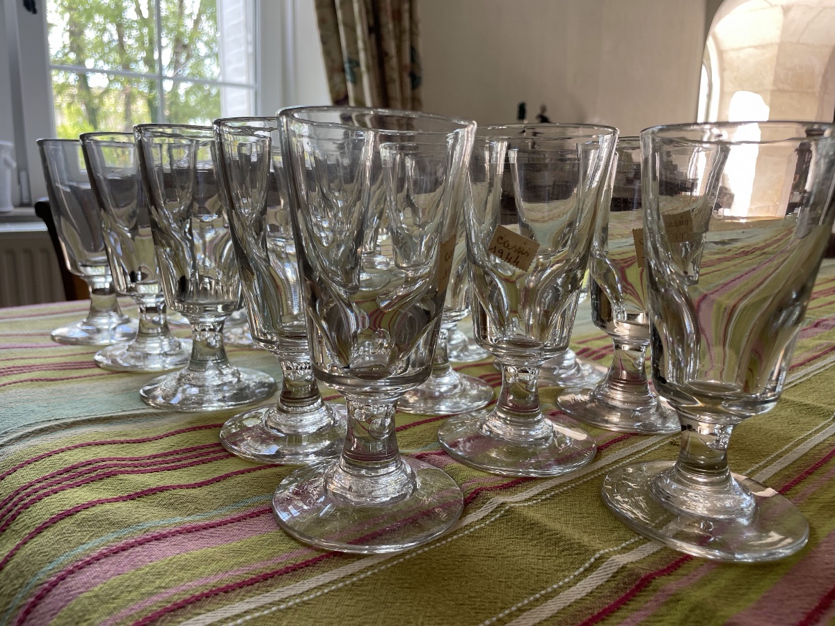 Rare suite de 15 verres à absinthe, XIXème -photo-2