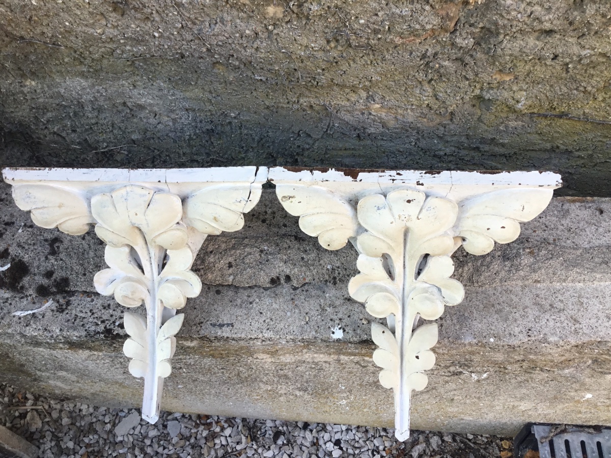 La paire de petites consoles d’angle Art Nouveau -photo-6