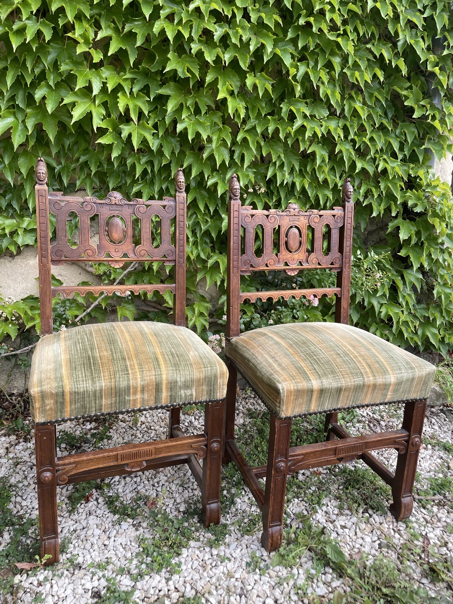A Pair Of Chairs With Oriental Motifs, 19th Century -photo-1