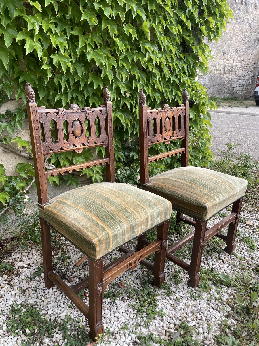 A Pair Of Chairs With Oriental Motifs, 19th Century -photo-2