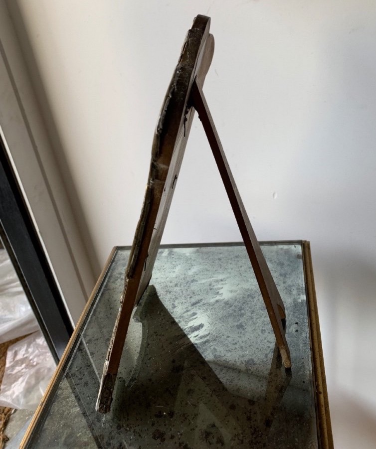 Wood And Embossed Brass Frame, Art Nouveau-photo-2