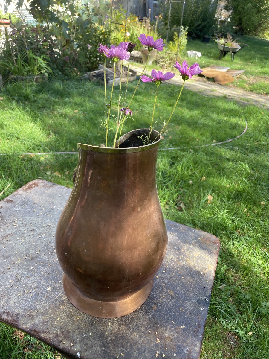 Imposing Copper Pitcher With A Double Patina -photo-6