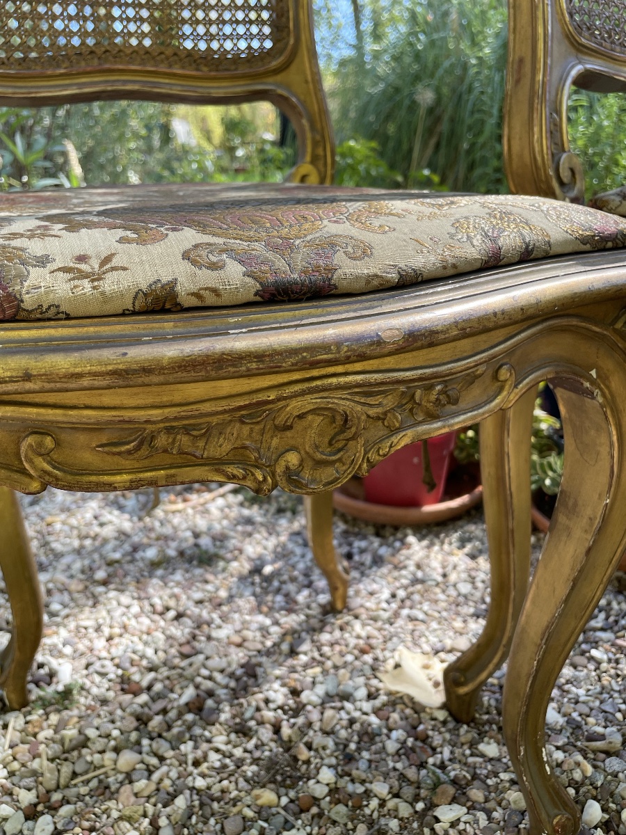 La paire de chaises en bois doré -photo-3