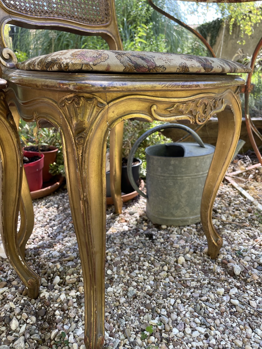 La paire de chaises en bois doré -photo-4