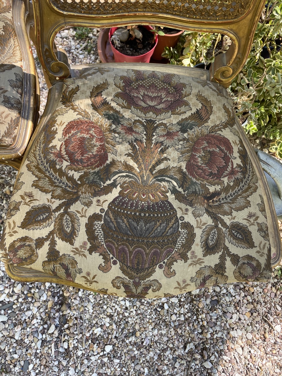 La paire de chaises en bois doré -photo-2