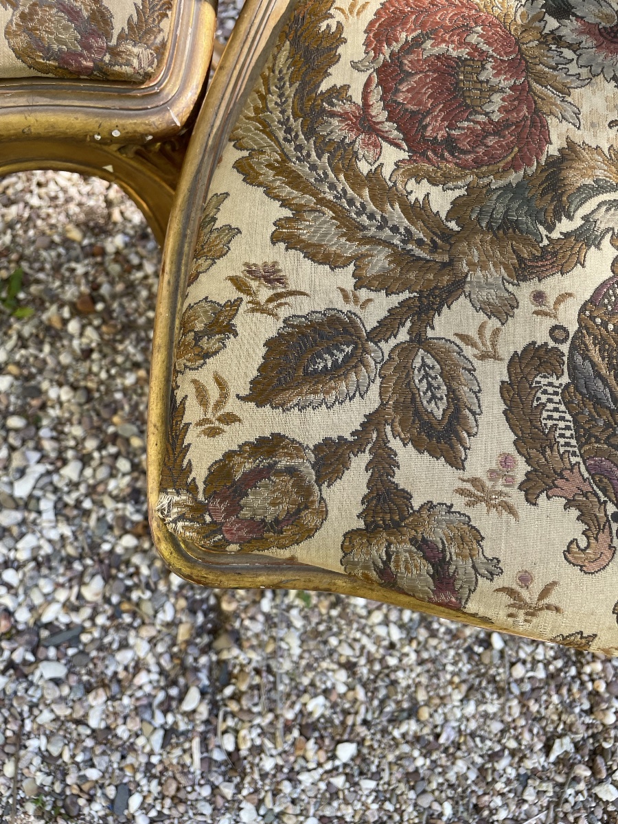 La paire de chaises en bois doré -photo-3