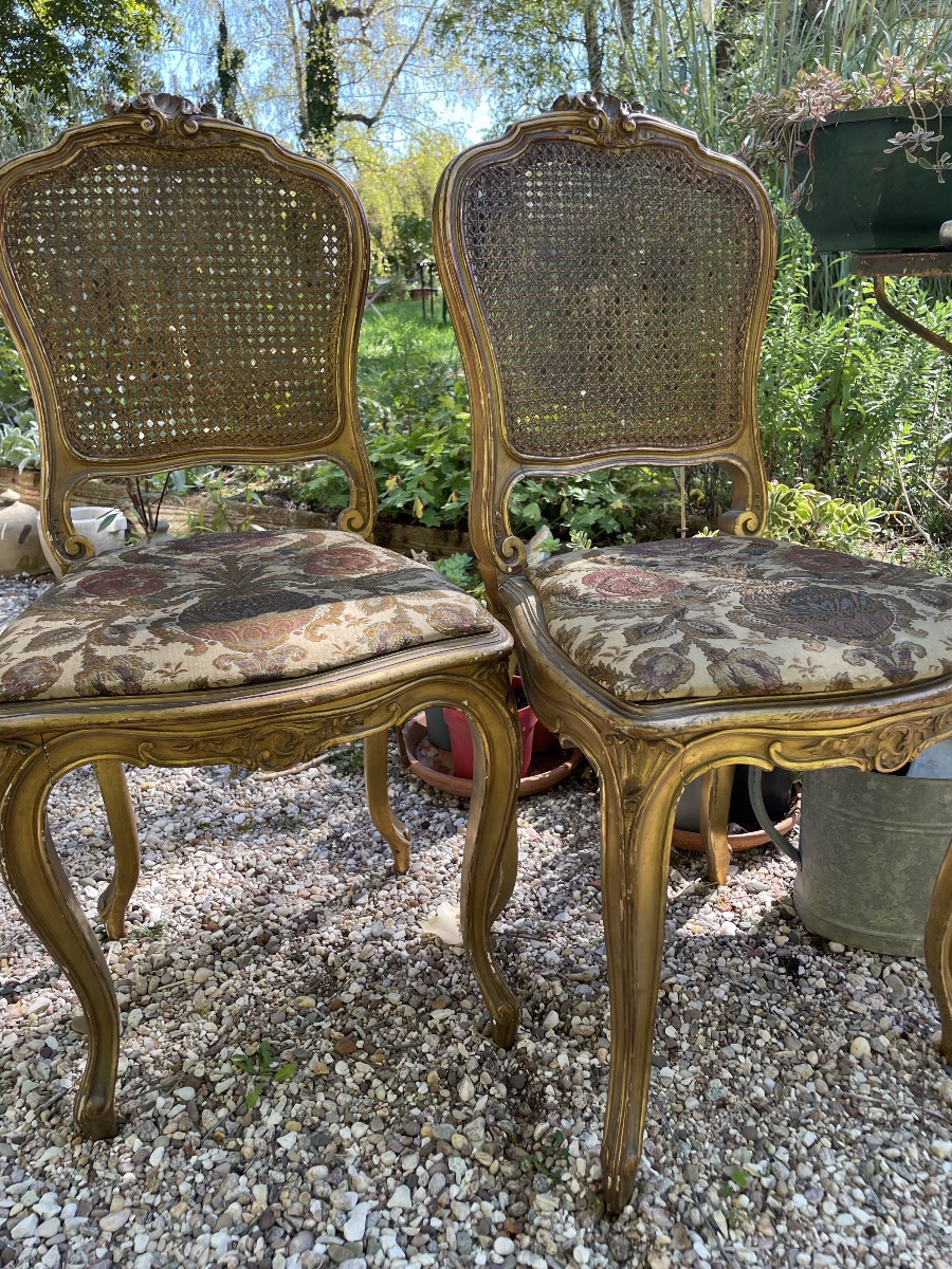 La paire de chaises en bois doré -photo-4
