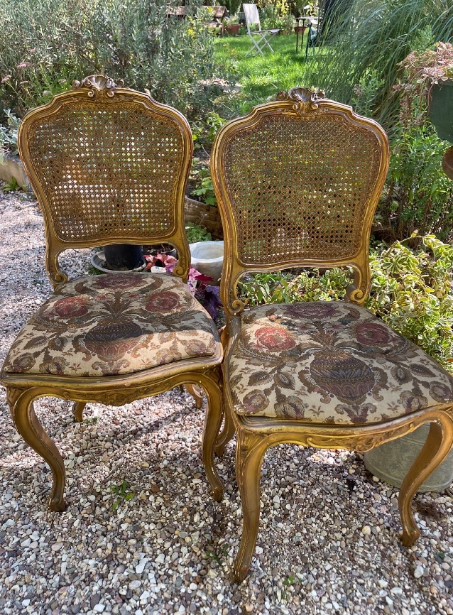 La paire de chaises en bois doré -photo-5