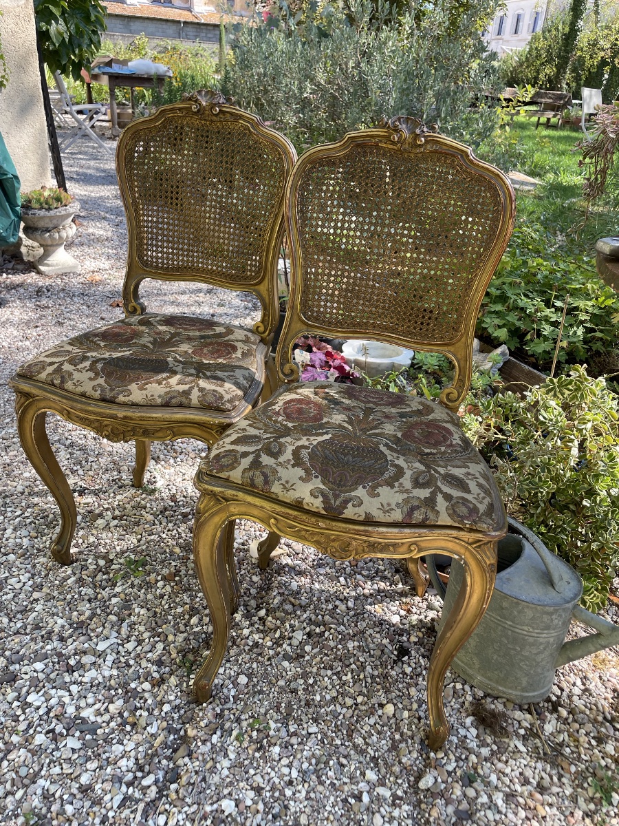 La paire de chaises en bois doré -photo-6