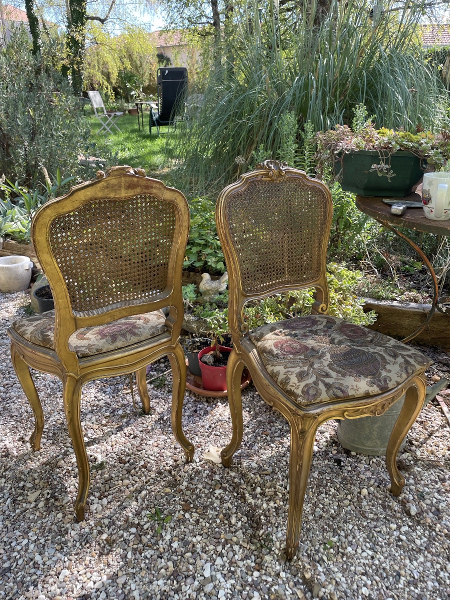 La paire de chaises en bois doré -photo-7