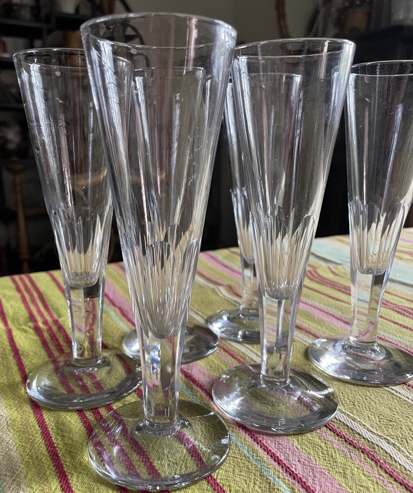 The 6 Antique Crystal Champagne Flutes -photo-2