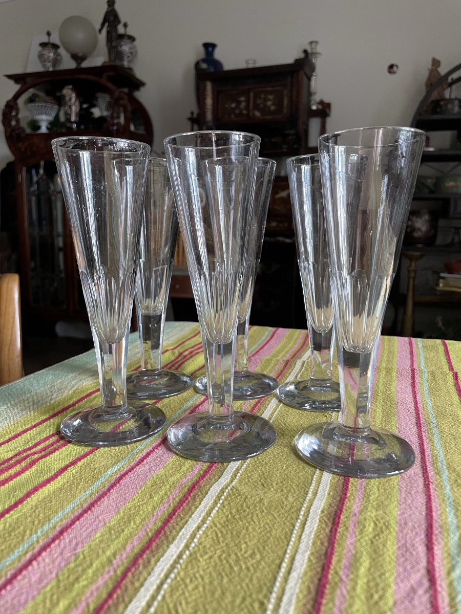 The 6 Antique Crystal Champagne Flutes -photo-3