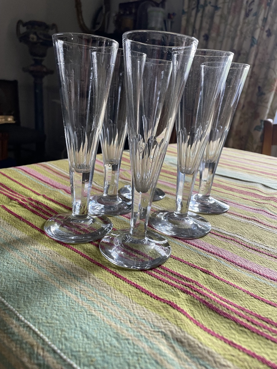 The 6 Antique Crystal Champagne Flutes -photo-3