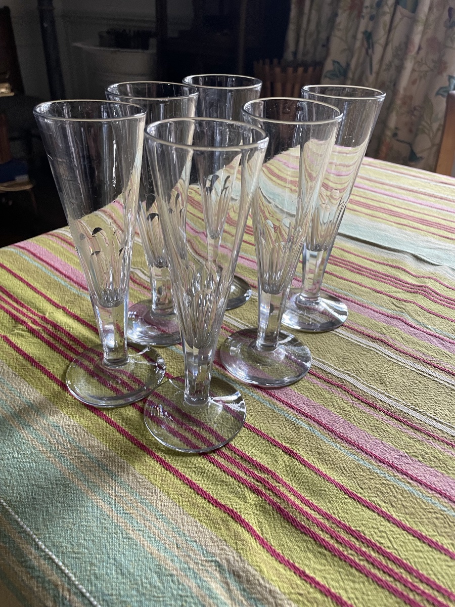 The 6 Antique Crystal Champagne Flutes -photo-6