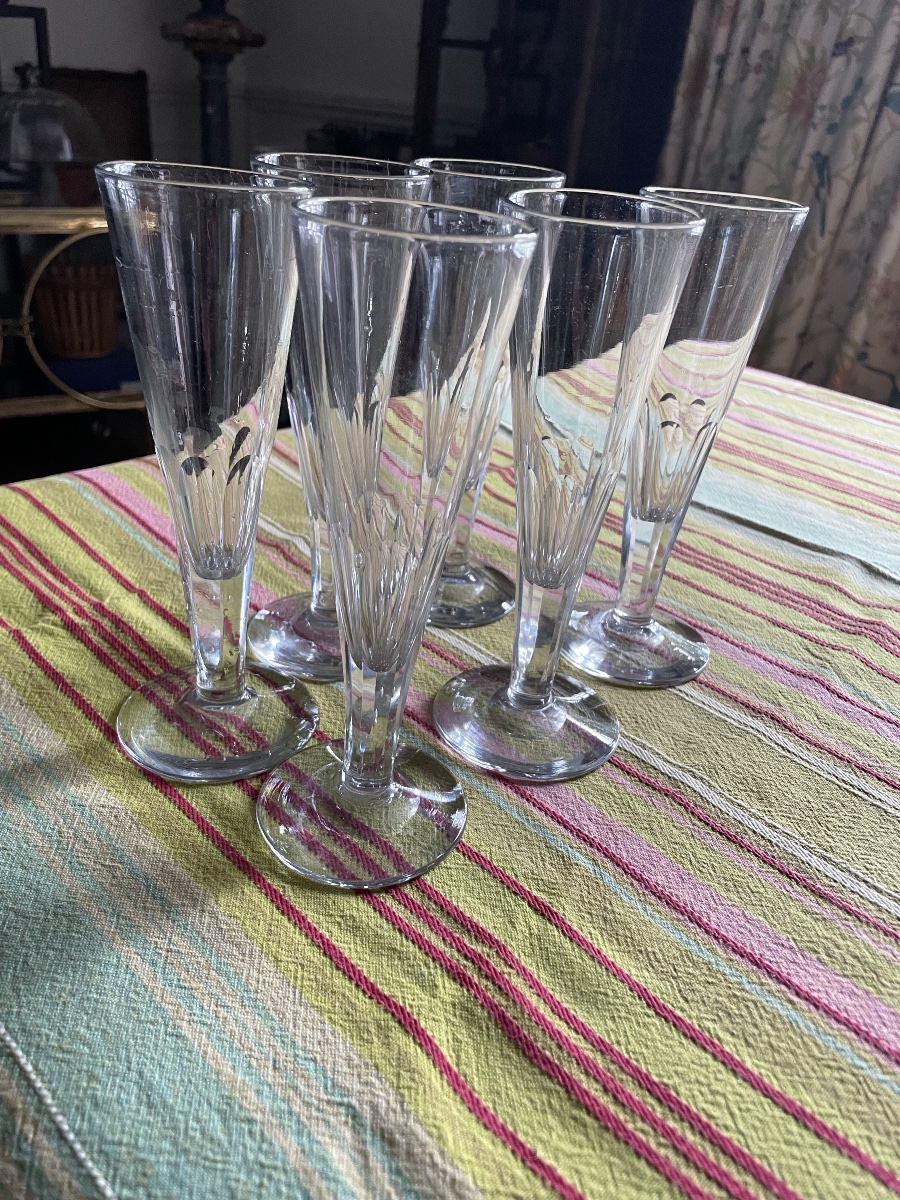 The 6 Antique Crystal Champagne Flutes -photo-7