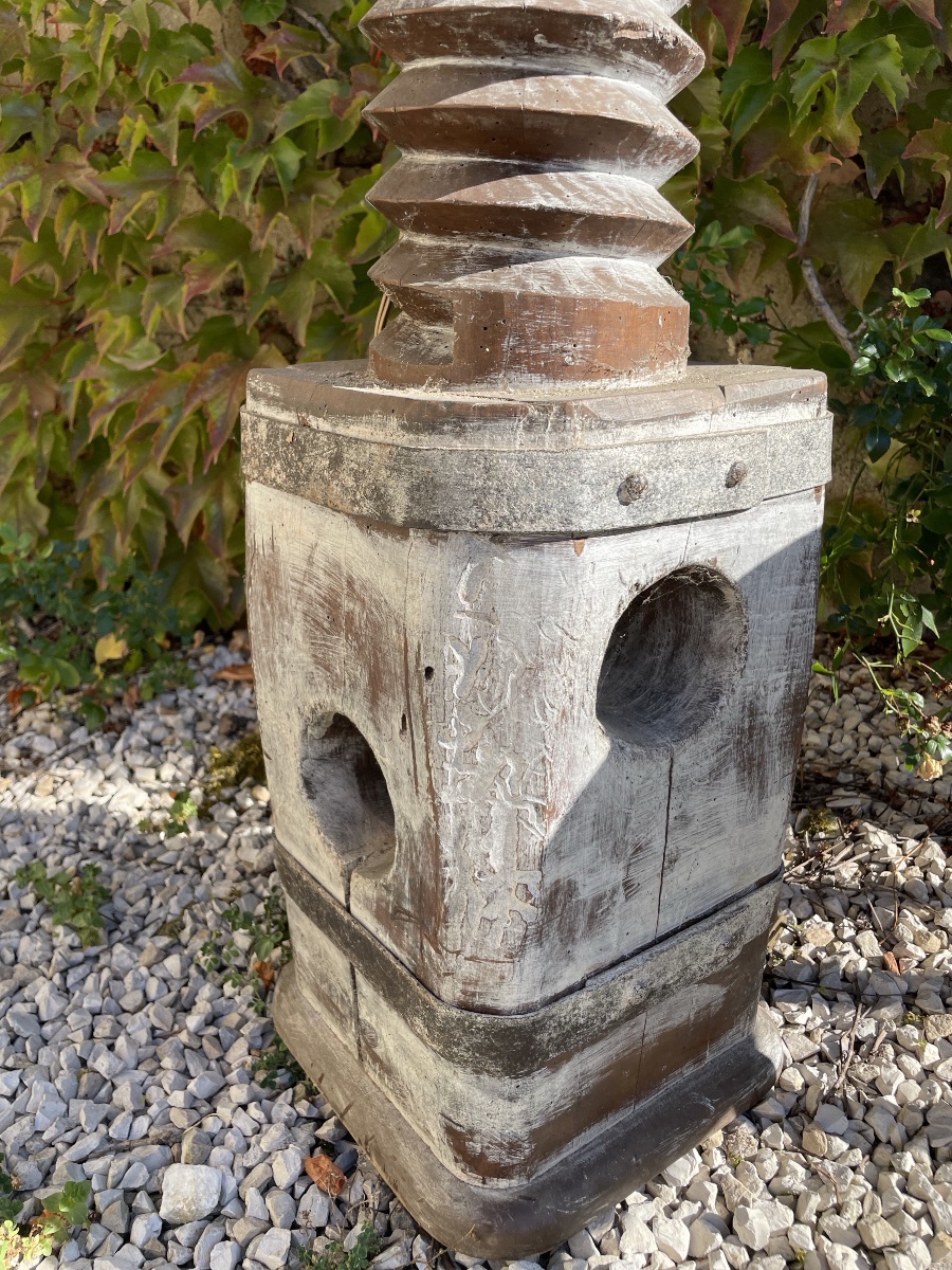  vis pressoir en chêne, montée en lampadaire design brutaliste vers 1900-photo-5