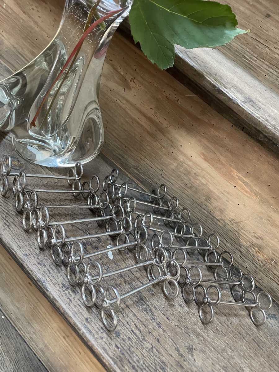 The Set Of 18 Silver-plated Metal Knife Holders-photo-4